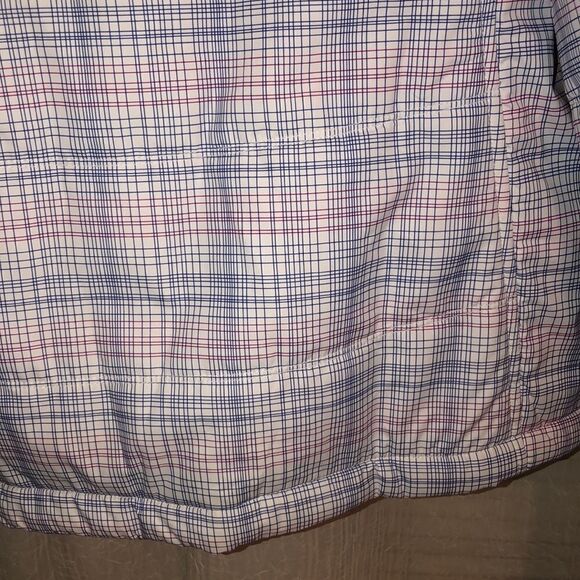 Athletech 1X White Fuchsia Pink Blue Plaid Full Zip Quilted Puffer Jacket - Picture 12 of 16